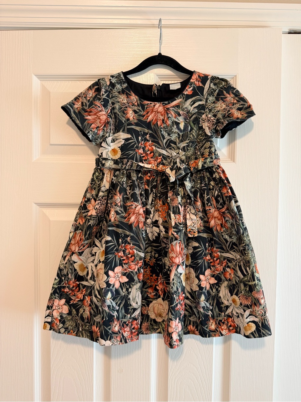 Edgehill Collection Girls Floral Black and Coral dress